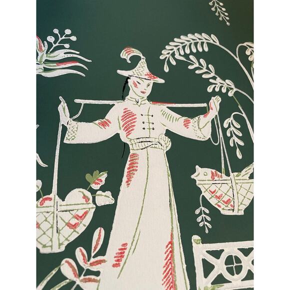 Vintage Roll 50s Wallpaper Thomas Strahan Chinoiserie Mid Century Union Made NEW - Picture 7 of 9